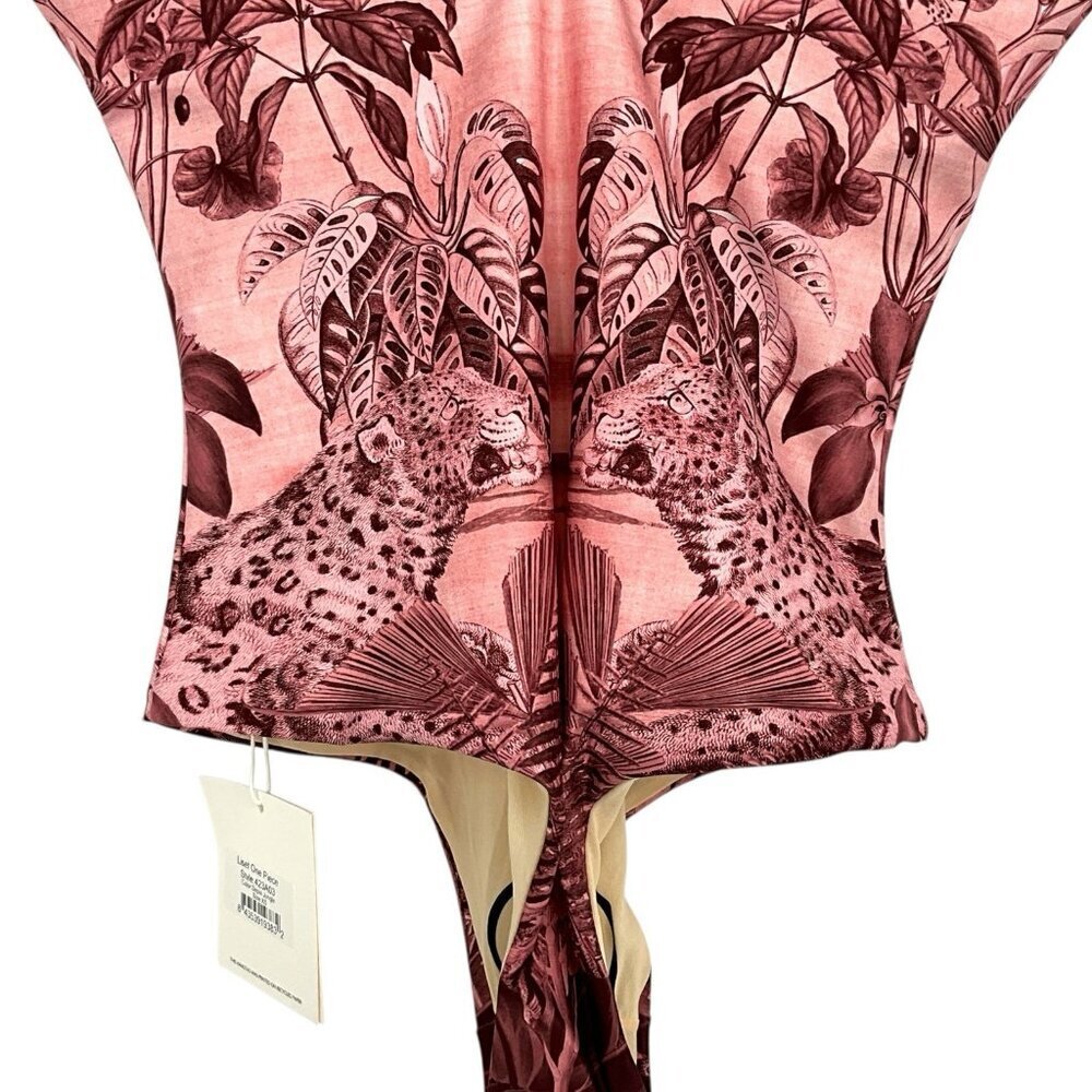 NWT Carolina K Liset One Piece Swimsuit Sepia Jungle Deep V Neck Back Size XS - Picture 6 of 10